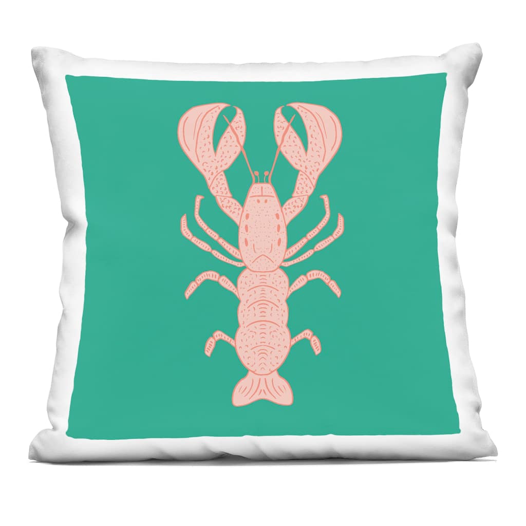Stupell Minimal Pink & Green Lobster Decorative Printed Throw Pillow Design by Sazerelli Designs