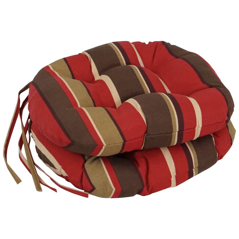 16-inch Round Tufted Indoor/Outdoor Chair Cushions (Set of 2) - 16" - Montserrat Sangria