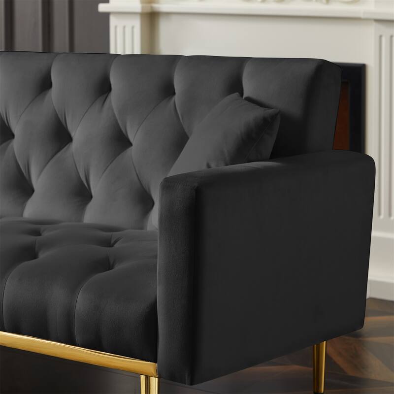 Futon Folding Couch with Velvet Metal Leg