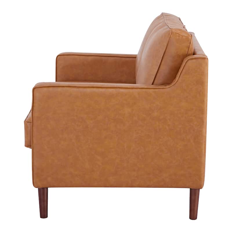 Sedona Modern Loveseat Sofa, Faux Linen / Vegan Leather Couch