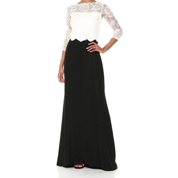 Tadashi Shoji Black White Womens Size 10 Lace Yoke Contrast Tadashi Shoji Black White Womens Size 10 Lace Yoke Contrast Gown