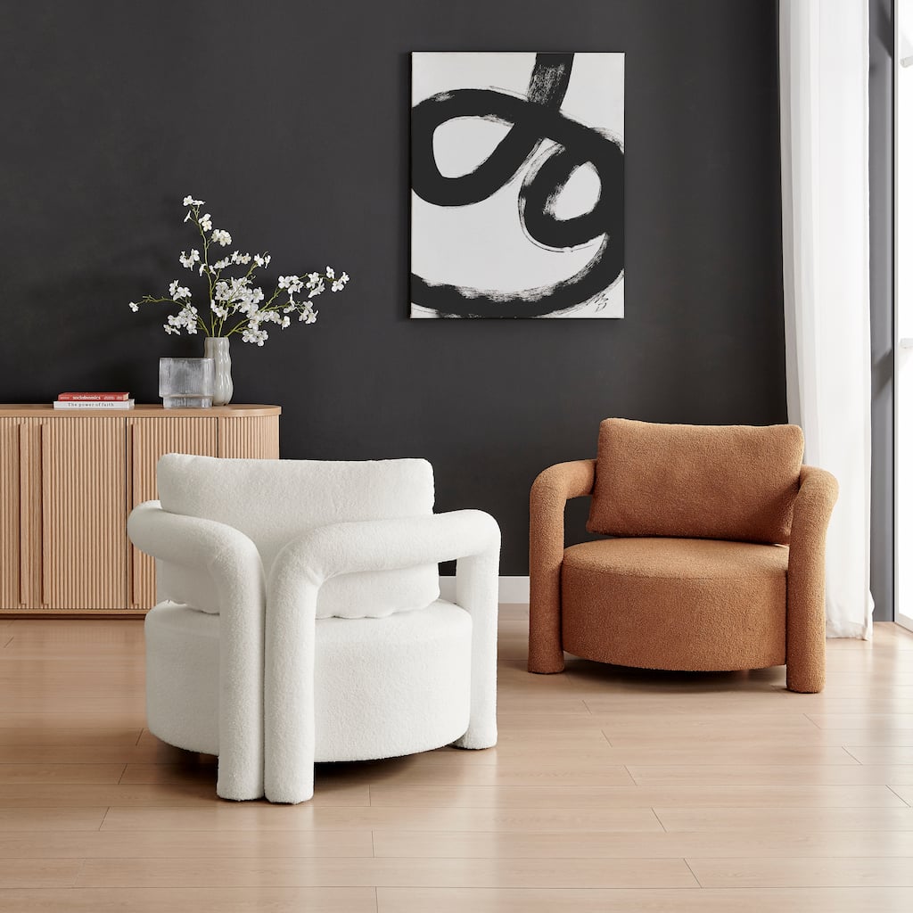 NPD Furniture Maisie Faux Shearling Accent Arm Chair