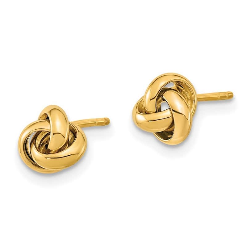 Curata 10k Yellow Gold Polished 6.8x6.5mm Love Knot Post Earrings