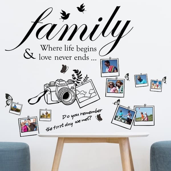 slide 1 of 1, Walplus Family Quotes Camera Photo Frame Wall Sticker DIY Home Decor