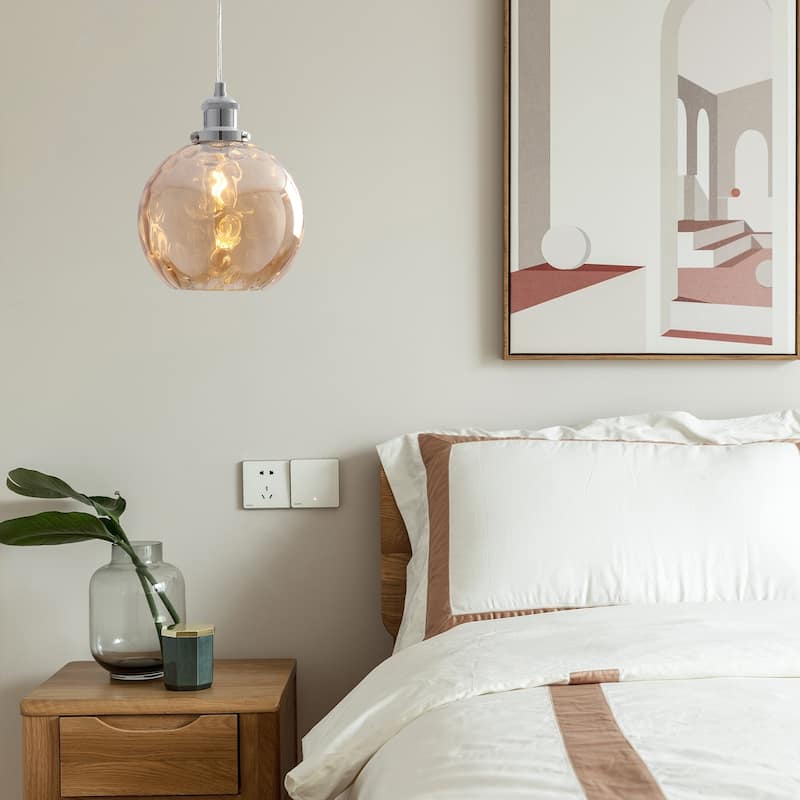 1-Light Semi Flush Mount Chandelier, Unique Single-Globe Pendant Light for Kitchen Island Living Dining Room Bedroom Study