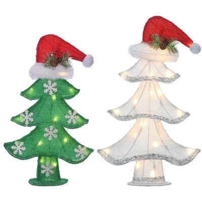 Pre-Lit Green and White Christmas Tree Assortment - 24 in