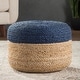 preview thumbnail 12 of 26, Juniper Home Saba Round Jute Pouf Ottoman/Foot Stool Blue/Beige