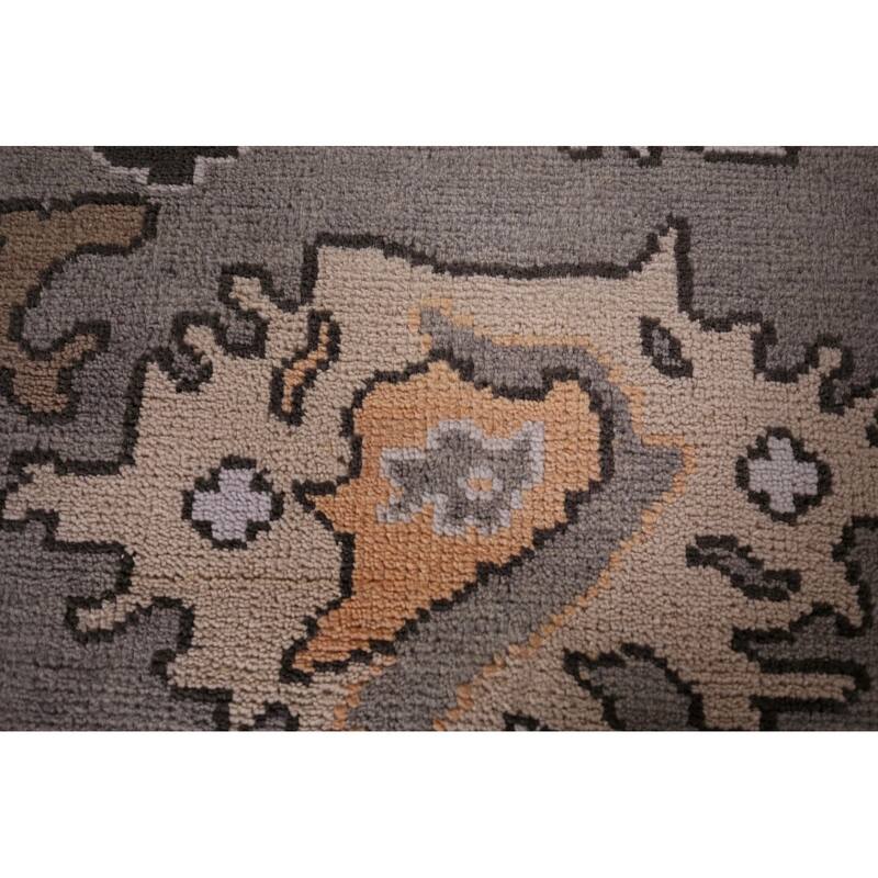 Gray Oushak Oriental Area Rug Handmade Floral Wool Carpet - 9'0" x 11'8"