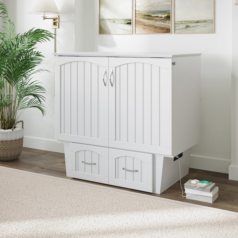 Nantucket Murphy Bed Chest with Mattress and Built-in Charging Station