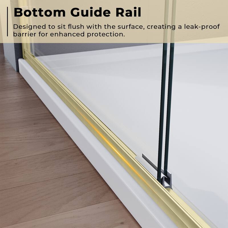 Elegant Double Sliding Shower Door 58.5-60 x 72" Width Cutting Guide Rail Adjustment Reversible installation