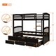 preview thumbnail 3 of 17, Stylish & Simple Twin Bunk Bed with Ladder, Safety Rail, Twin Trundle Bed with 3 Drawers for Bedroom, Guest Room, Black