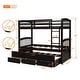 preview thumbnail 3 of 10, Twin Bunk Bed with Trundle, Ladder, Safety Rail and 3 Drawers, Black