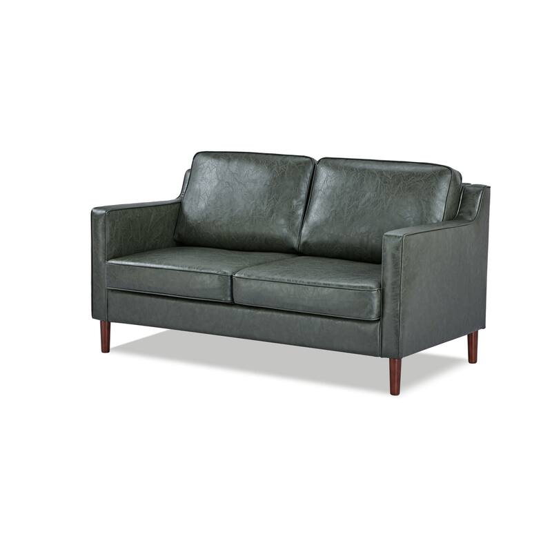 Artdeco Home - Sedona Modern Loveseat Sofa, Faux Linen / Vegan Leather Couch