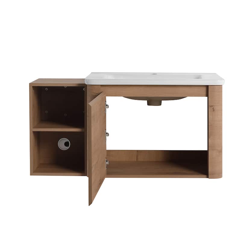 Bathroom Vanity With Sink In 24/28/36/40/60/68 Inch, Floating Bathroom Vanity With Soft Close Door
