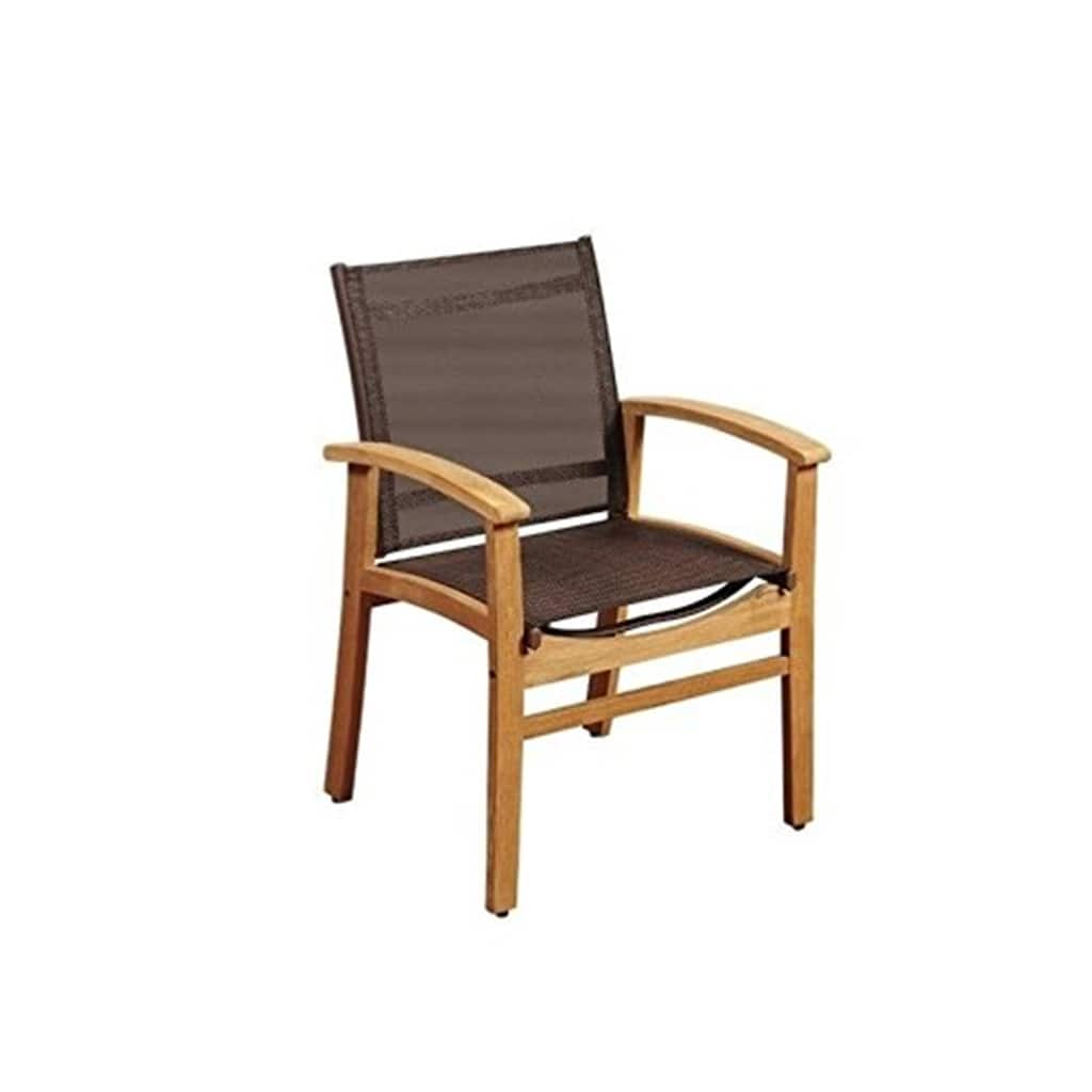 Teak Dining Armchair with Sling Seat, Mediterranean Style, Outdoor Furniture - 24