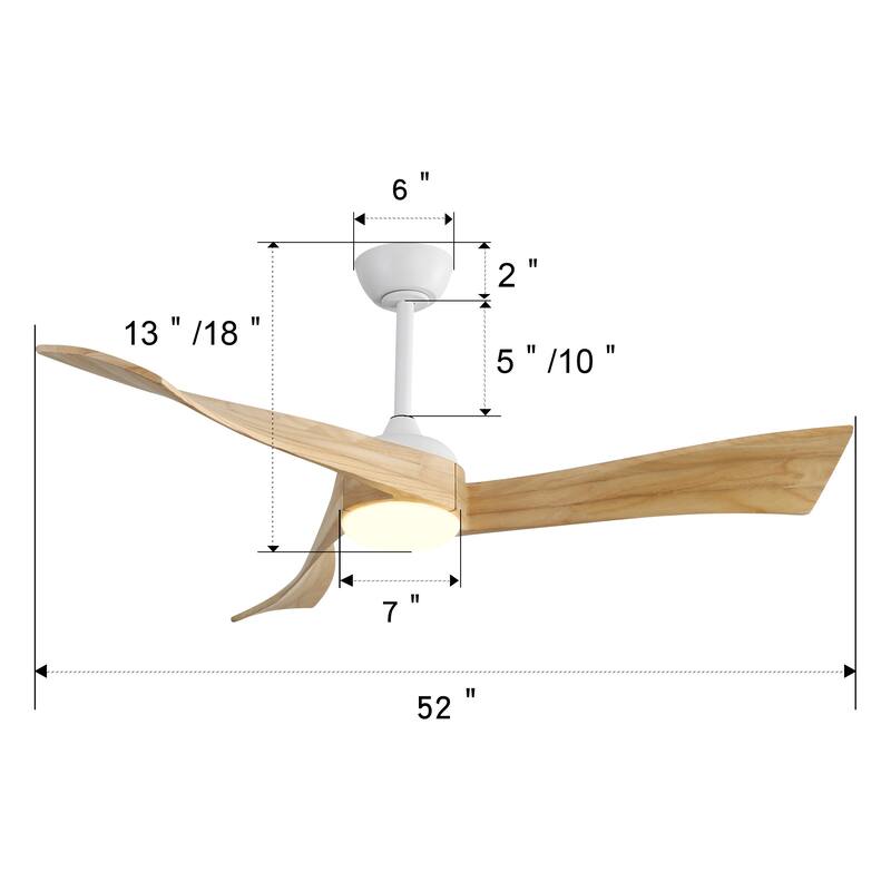Clihome 52 Inch 6 Speed Remote DC Motor Ceiling Fan Light