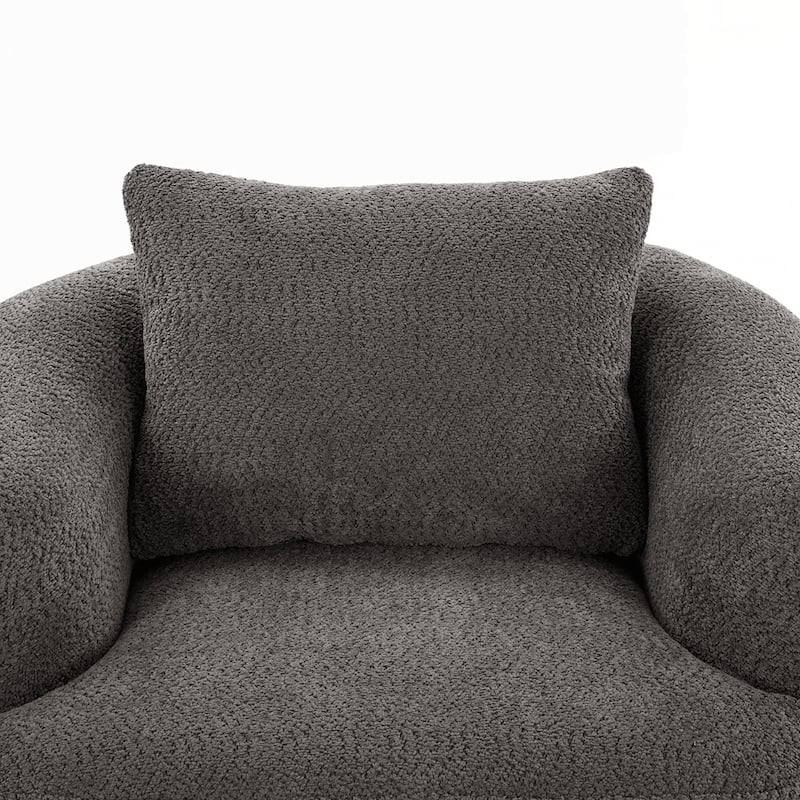 Upholstered Swivel Barrel Sofa Chair with a Throw Pillow