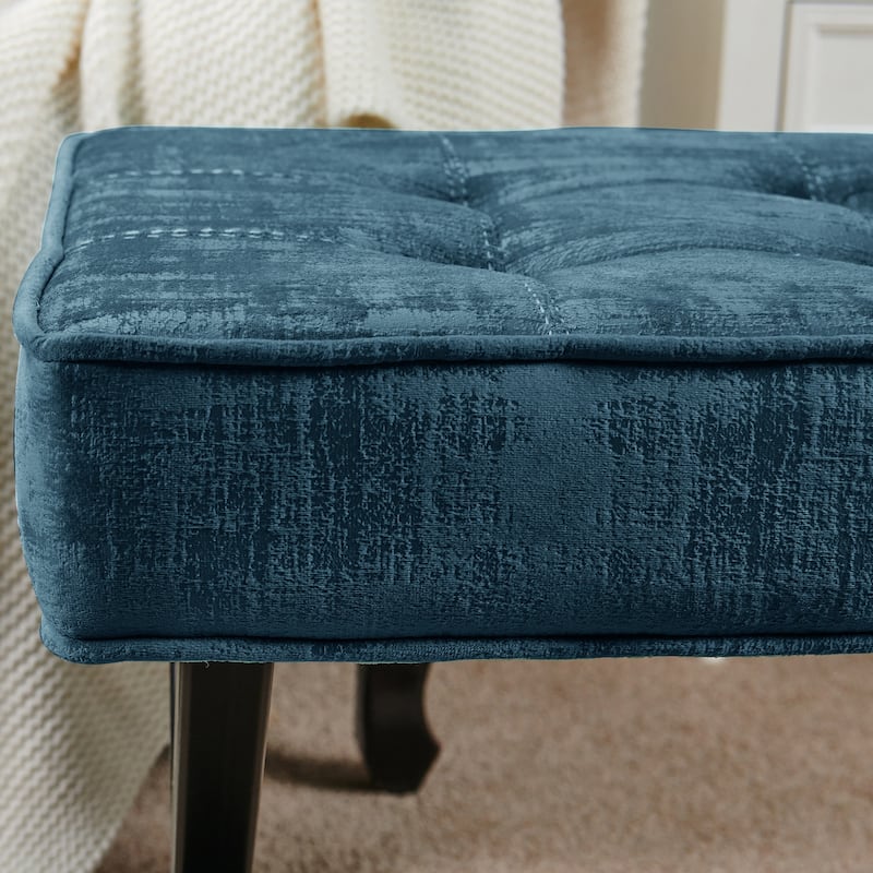 Textured Velvet Ottoman Vanity Stool 18"X18"X17"
