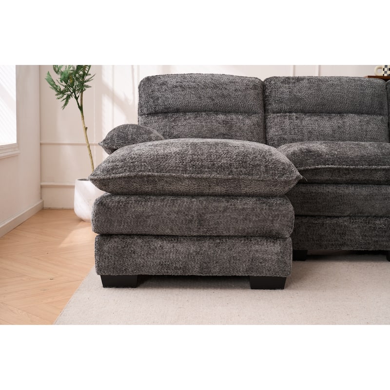 Modern U-shape Chenille Upholstered Sofa with Chaise Multiple Cushions Sectional Couch