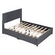 preview thumbnail 13 of 16, Full Size Upholstered Platform Bed With Classic Headboard And 4 Drawers, Linen Fabric