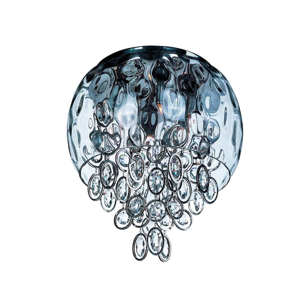 Maxim Glass Shade 6-light Nickel Ripple Flush Mount Light