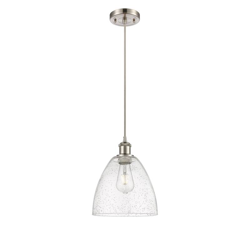 Innovations Lighting Ballston Bristol Glass 1 Light 9" Cord Hung Mini Pendant - Seedy/Brushed Satin Nickel
