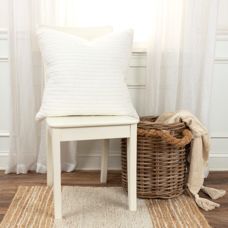 Rizzy Home Textured Stripe Woven Solid Throw Pillow Cover