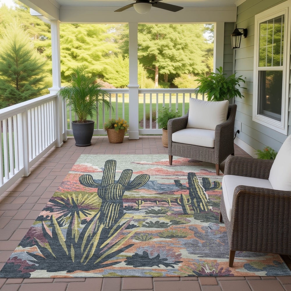 Machine Washable Indoor/ Outdoor Southwestern Mesa Chantille Rug