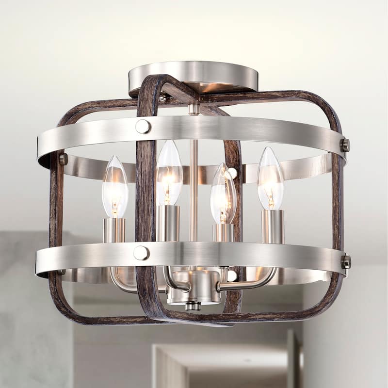 Kasia 14 Inch Industrial Flush Mount Ceiling Light Satin Finish