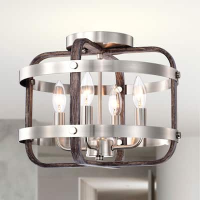 Kasia 14 Inch Industrial Flush Mount Ceiling Light Satin Finish