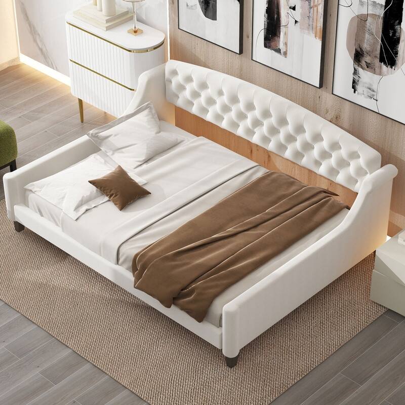 Modern Full Size Luxury Tufted Button Daybed