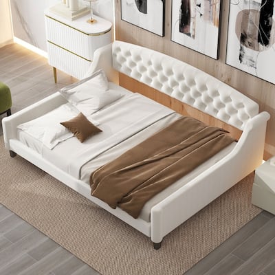 Modern Full Size Luxury Tufted Button Daybed
