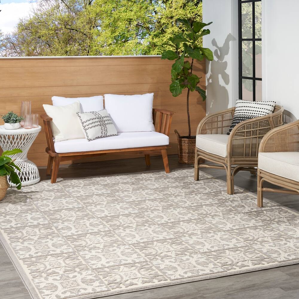 Nourison Aloha Indoor/outdoor Grey Geometric Area Rug
