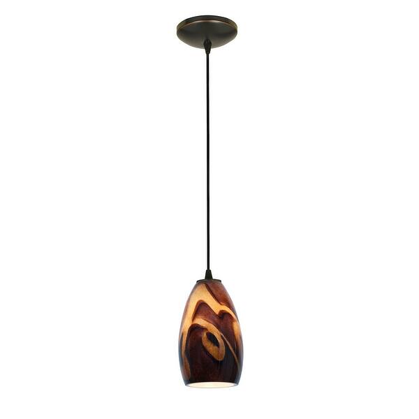 slide 2 of 2, Access Lighting Champagne - Glass Pendant - 1-Light Pendant - Cord -Inca Glass Shade - Replaceable LED Brown