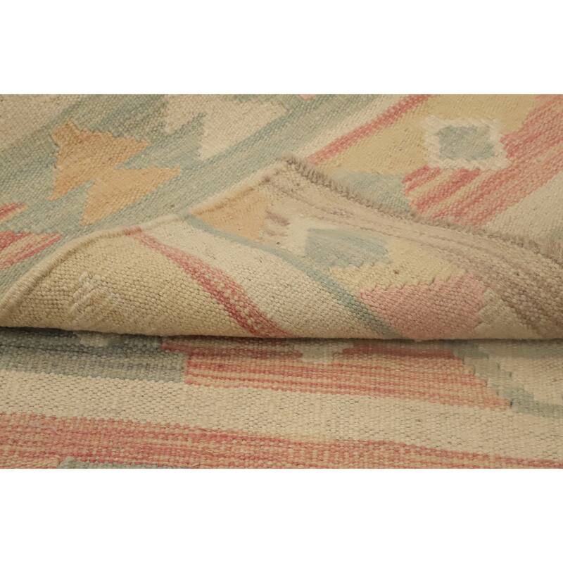 Hand Woven Oriental 100% Wool Carpet Southwestern Tribal Multi-Colored Kilim Runner Rug - 8' 1'' X 2' 1''
