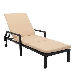 Outdoor Rattan Chaise Lounge Wheeled Bed