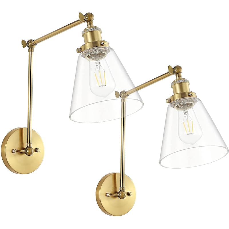 WINGBO Swing Arm Adjustable Wall Sconce with Shade, 2-Pack...