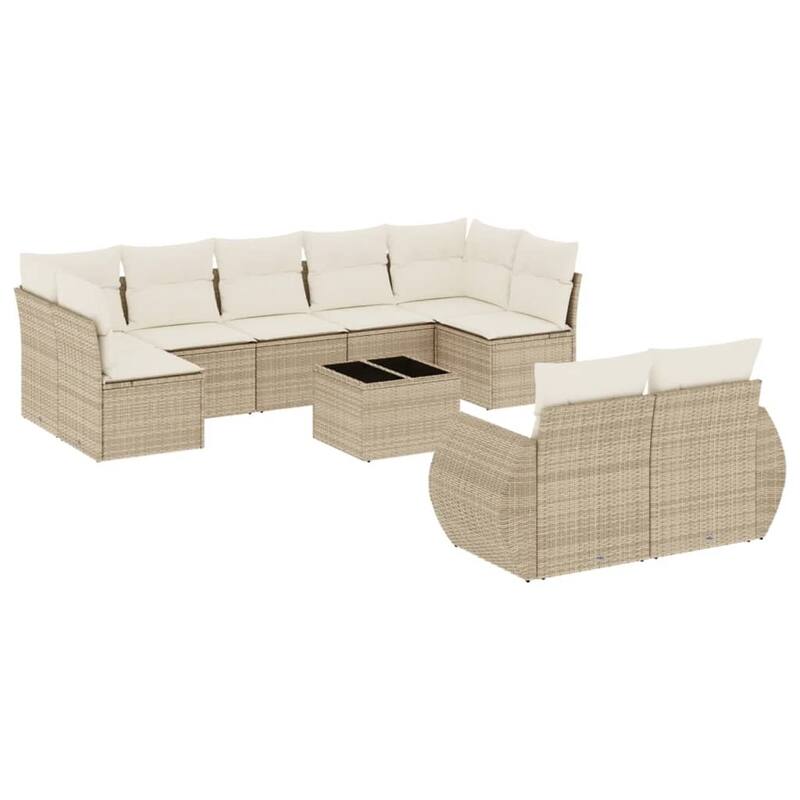 vidaXL Patio Sofa Set with Cushions Outdoor Conversation Furniture Poly Rattan