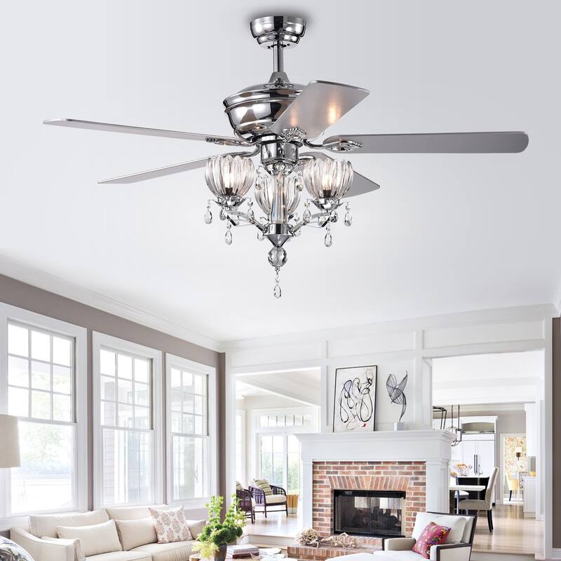 Silver Orchid Laurel 52-inch 3-light Chrome Ceiling Fan