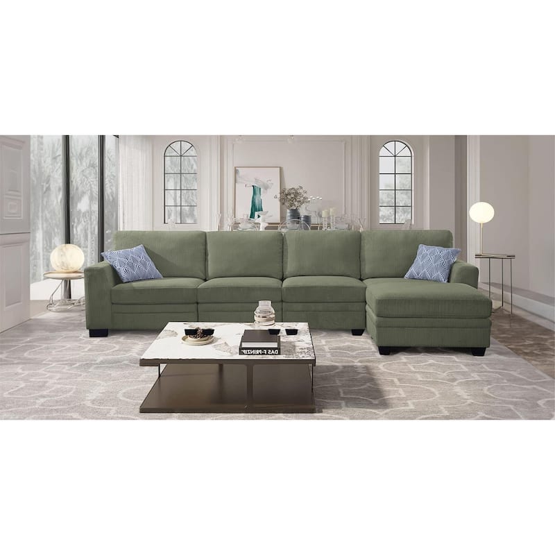 5 PCS Corduroy Flexible Combination Sectional Sofa Couch
