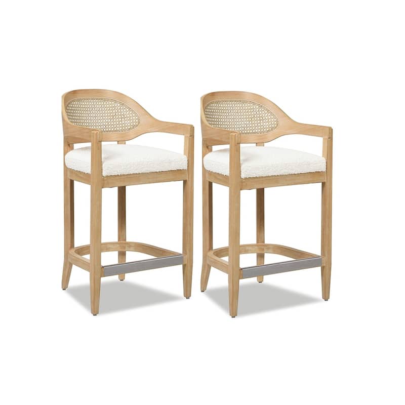 Americana Mid-Century Modern Rattan Cane Back Counter and Bar Stool