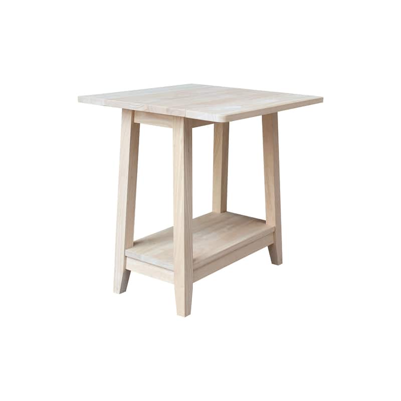 Square Solid Wood Drop Leaf Side Table - Unfinished