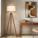 preview thumbnail 8 of 25, Brightech Emma 61 in. Mid-Century Modern LED Super Bright Floor Lamp with Beige Fabric Drum Shade