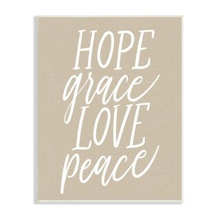 Stupell Hope Grace Love Peace Grainy Patterned Sign Wood Wall Art ...