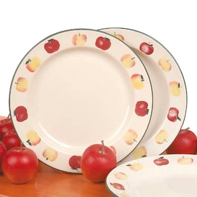 Stoneware Decorative Ceramic White Plate Country Apple 10" Renovators Supply