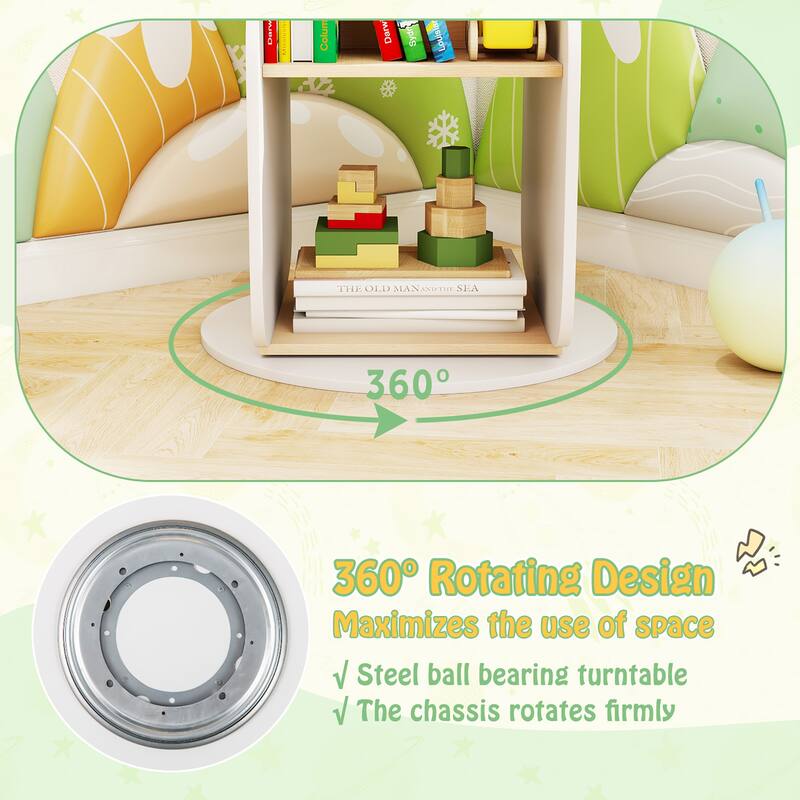 Gymax Kid's Rotating Bookshelf w/5 Shelves Rotatable Display Shelf for