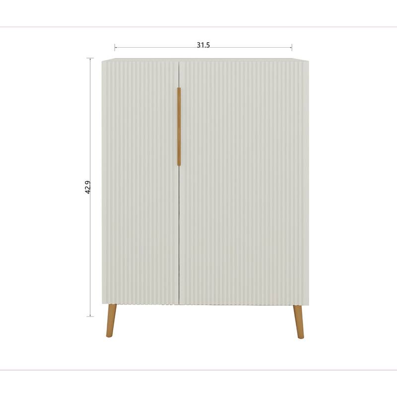 Modern White Sideboard Cabinet With Gold Handles For Kitchen, Dining Room Furniture Organizer
