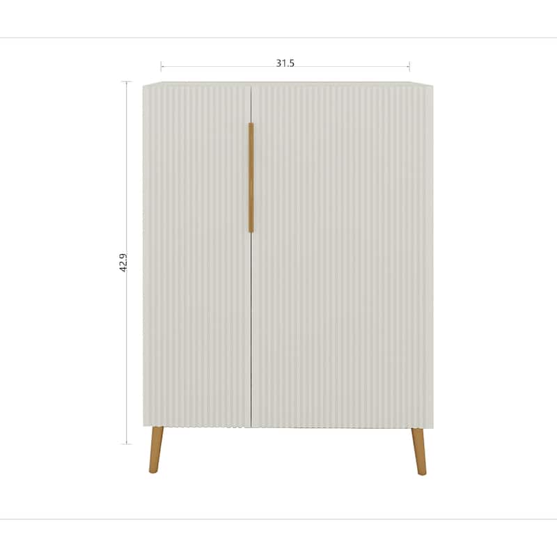 Modern White Sideboard Cabinet with Gold Handles for Kitchen, Dining Room Furniture Organizer