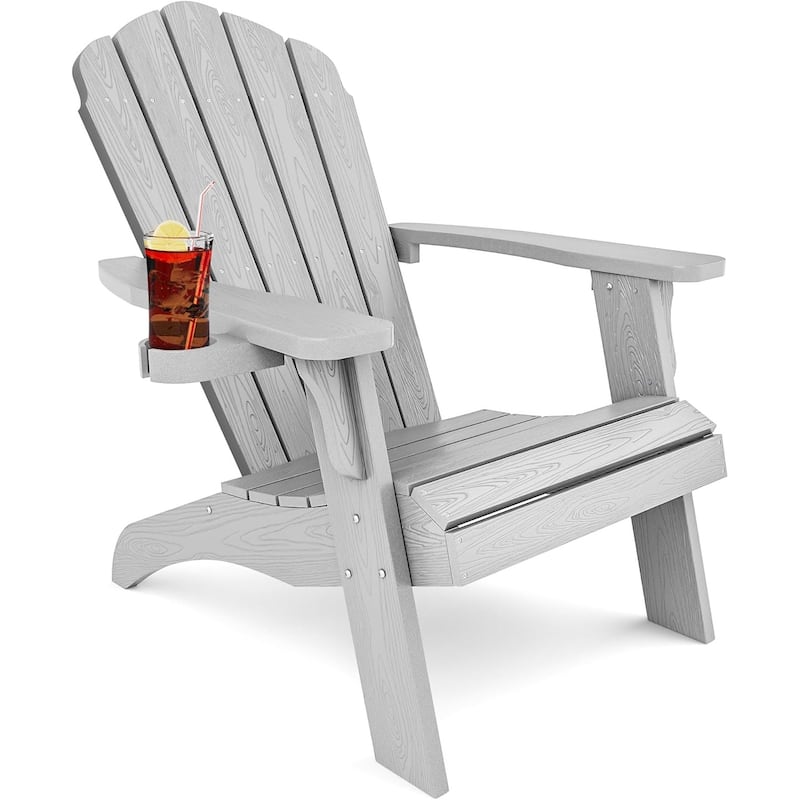 WINSOON HIPS Oversized Adirondack Chair with Cup-Holder - Grey
