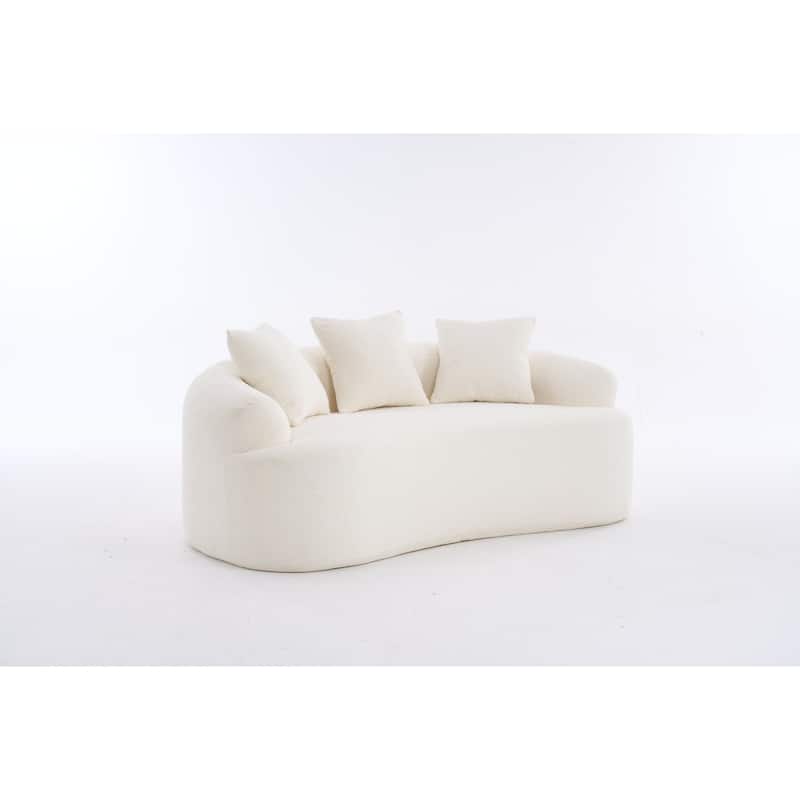 65" Classic 2-Seater Fabric Sofa with Memory Foam & 3 Pillows